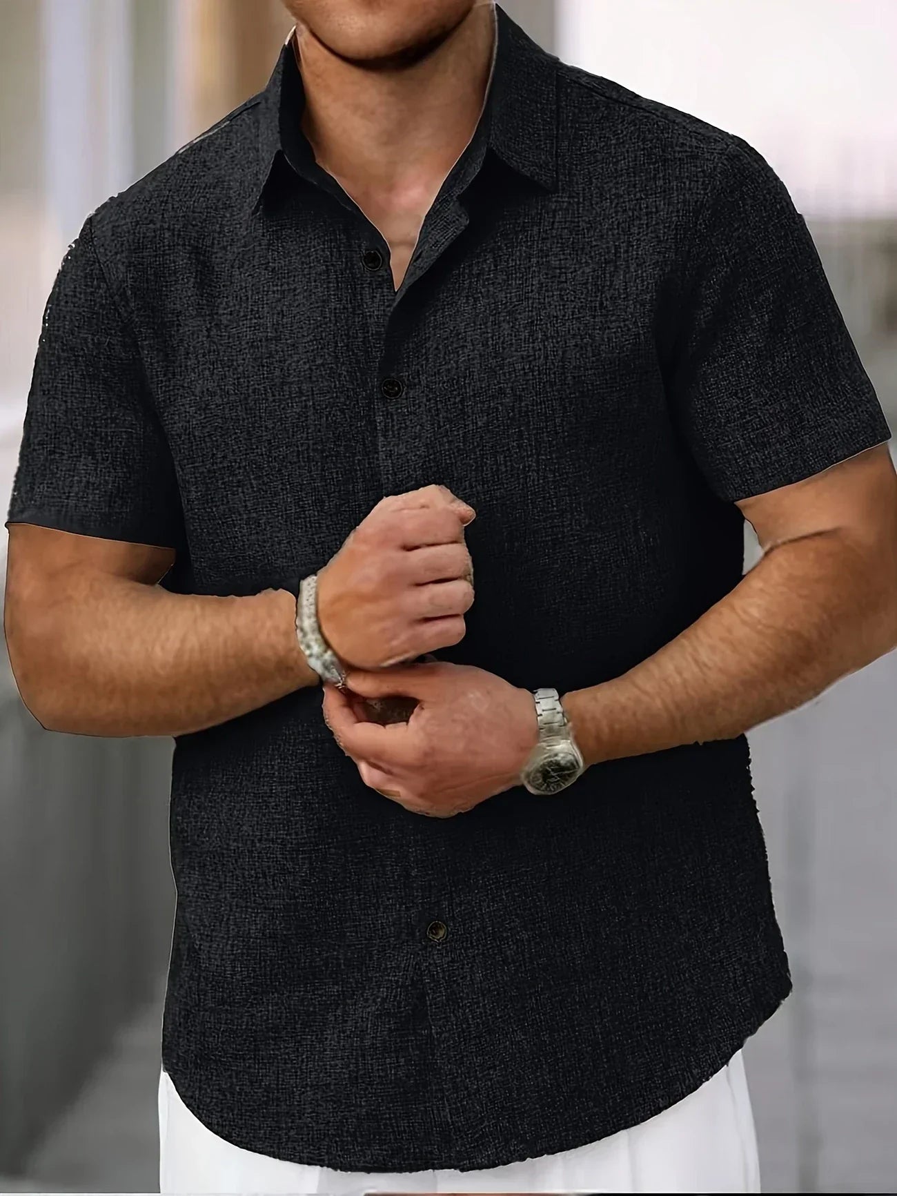Azel | Camisa ligera de manga corta en mezcla de lino