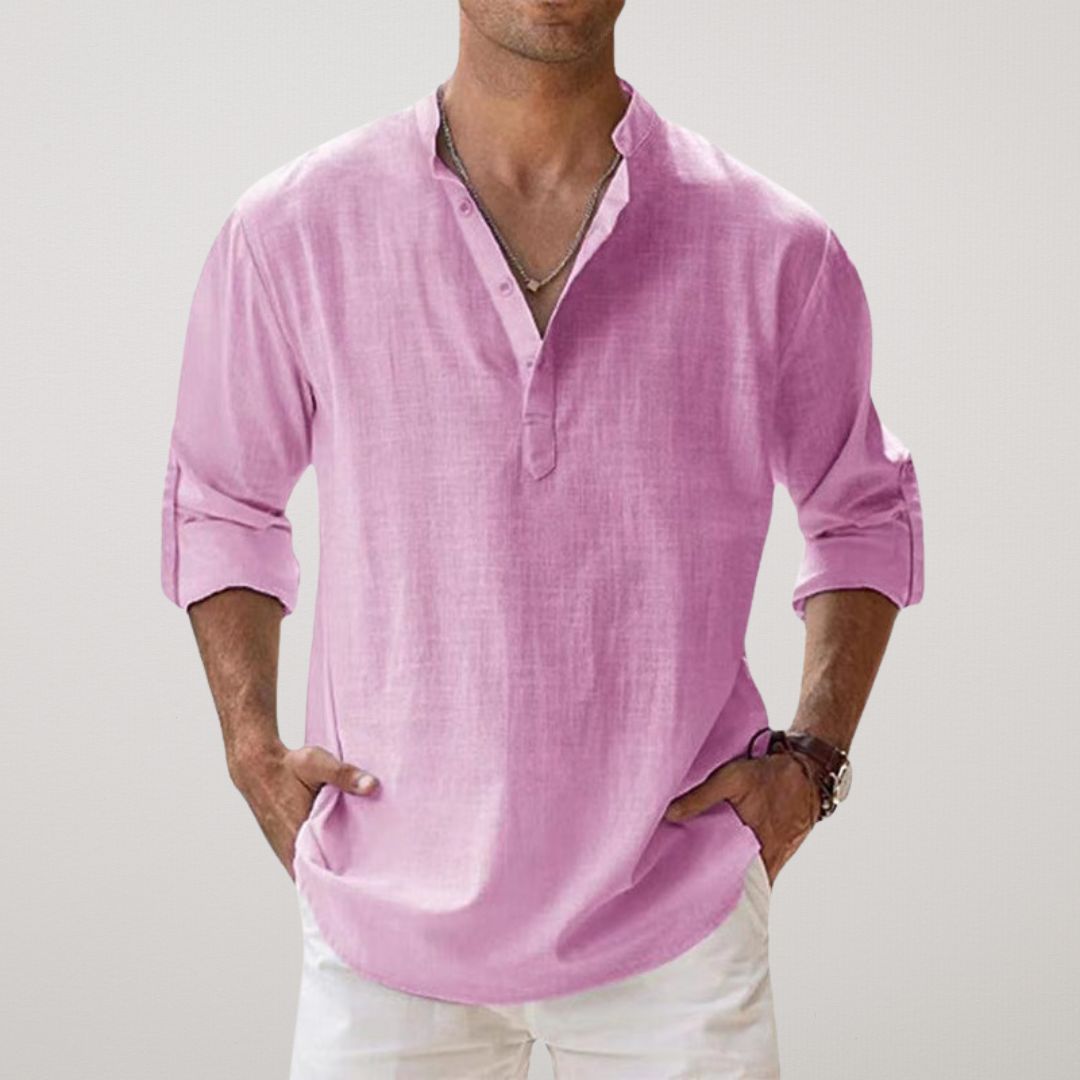 Cazel | Camicia Henley in cotone effetto lino