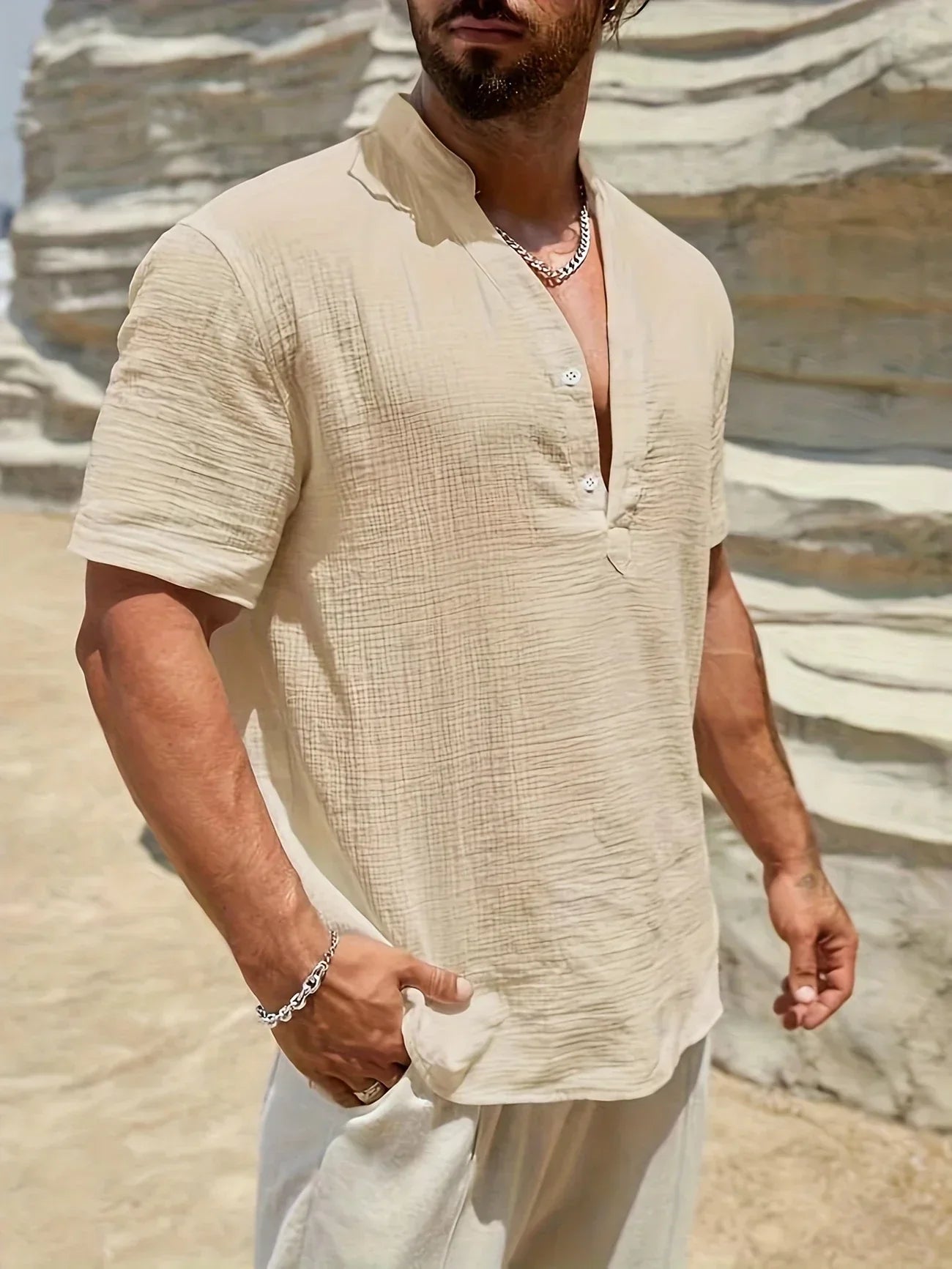 Azel | Camisa de verano elegante con cuello alto