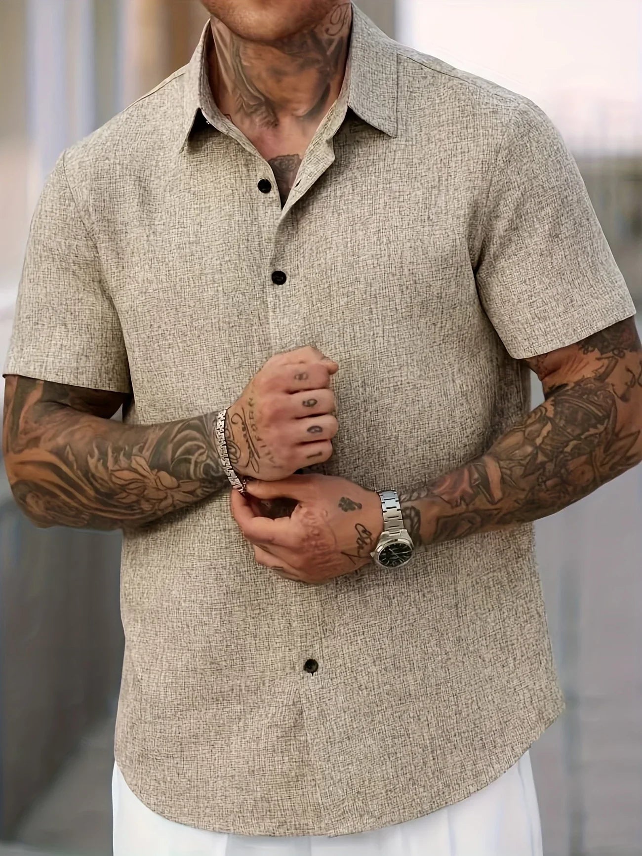 Azel | Camisa ligera de manga corta en mezcla de lino