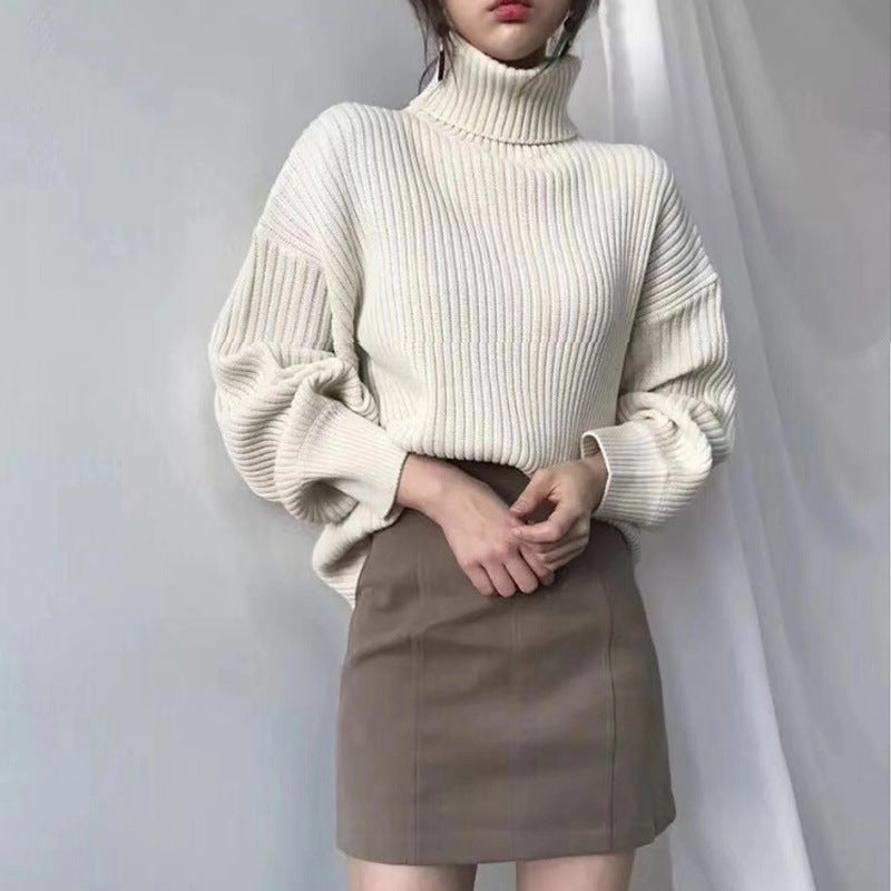 Azel | Pull luxe à col roulé et à manches ballon