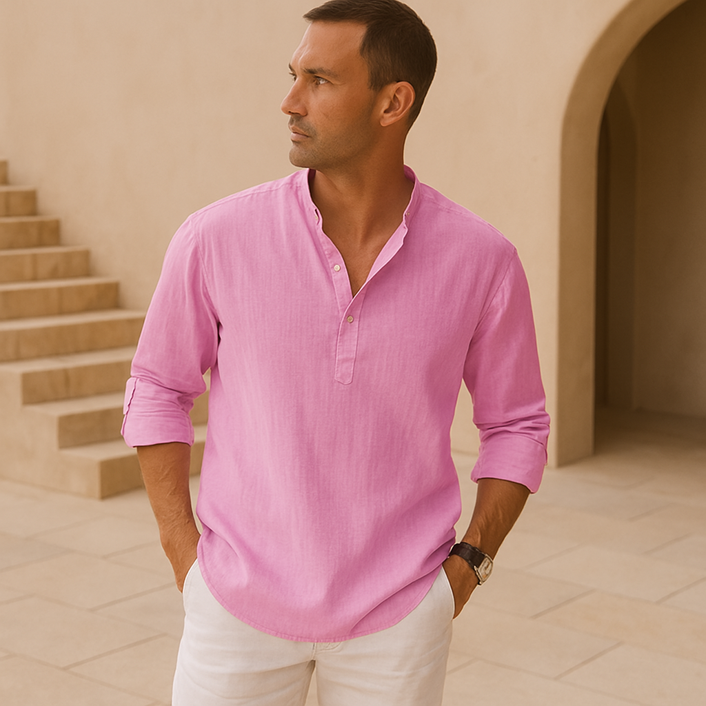 Cazel | Camicia Henley in cotone effetto lino