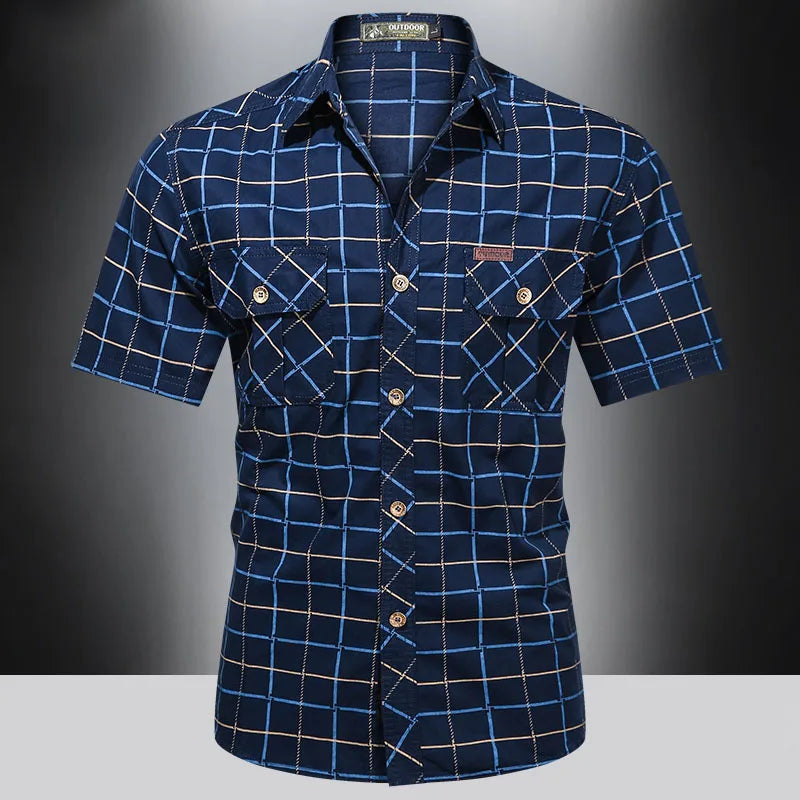 Azel | Camisa elegante de manga corta a cuadros