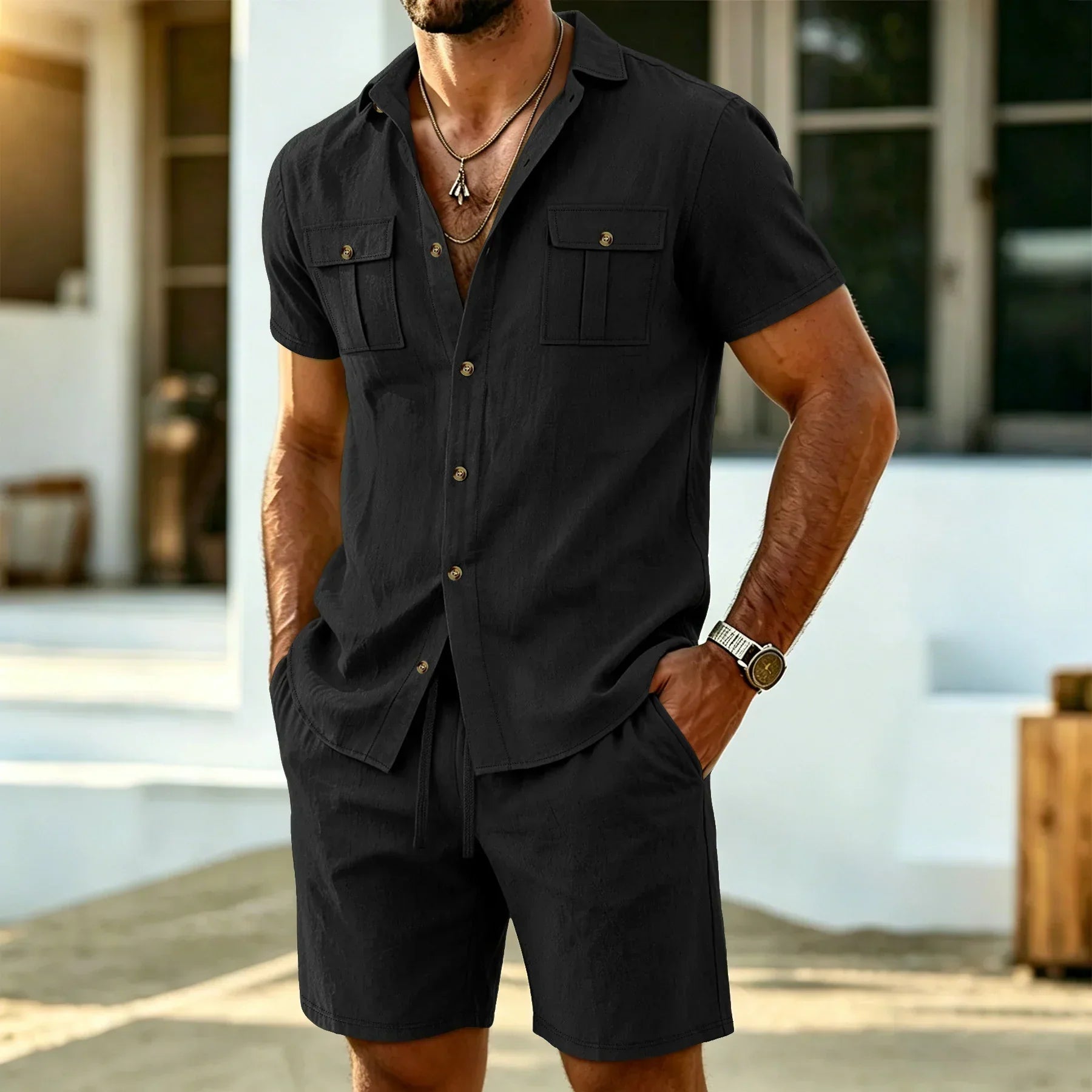 Azel | Conjunto coordinado de lino para hombre