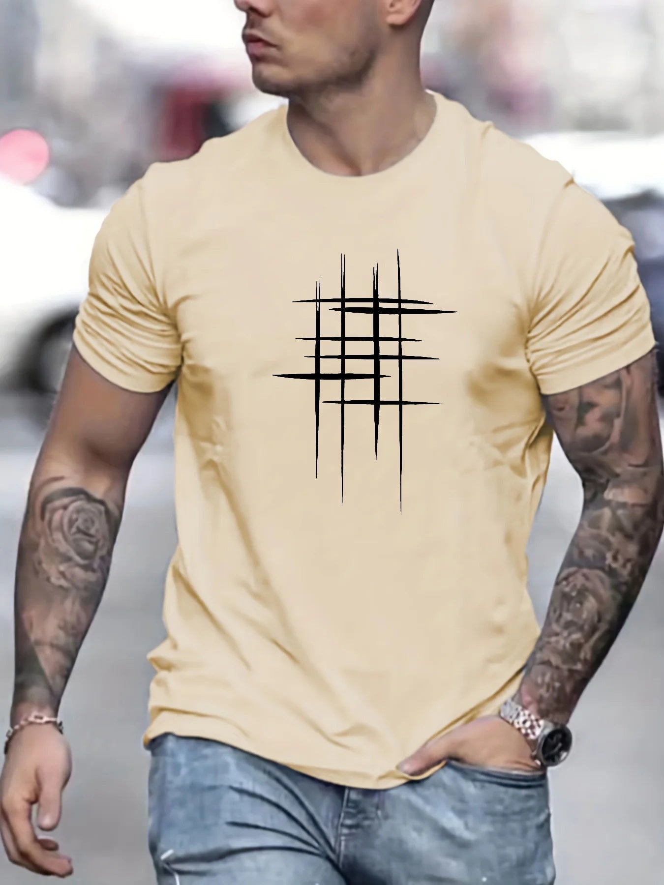 Azel | Camiseta elegante de cuello redondo con estampado gráfico