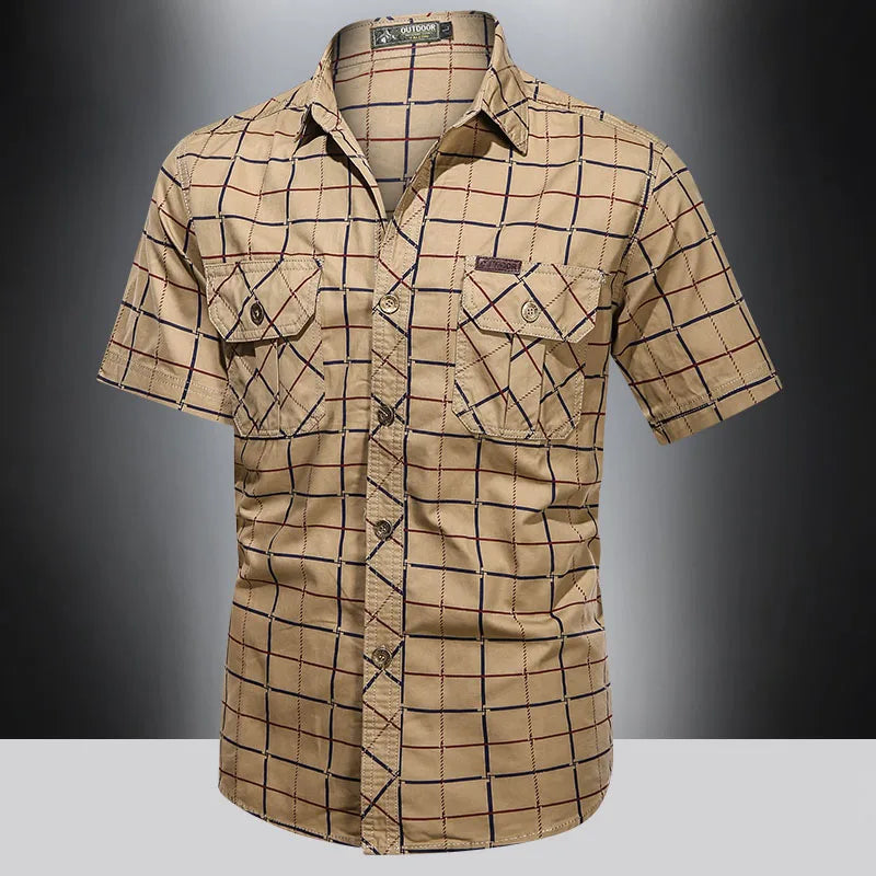 Azel | Camisa elegante de manga corta a cuadros