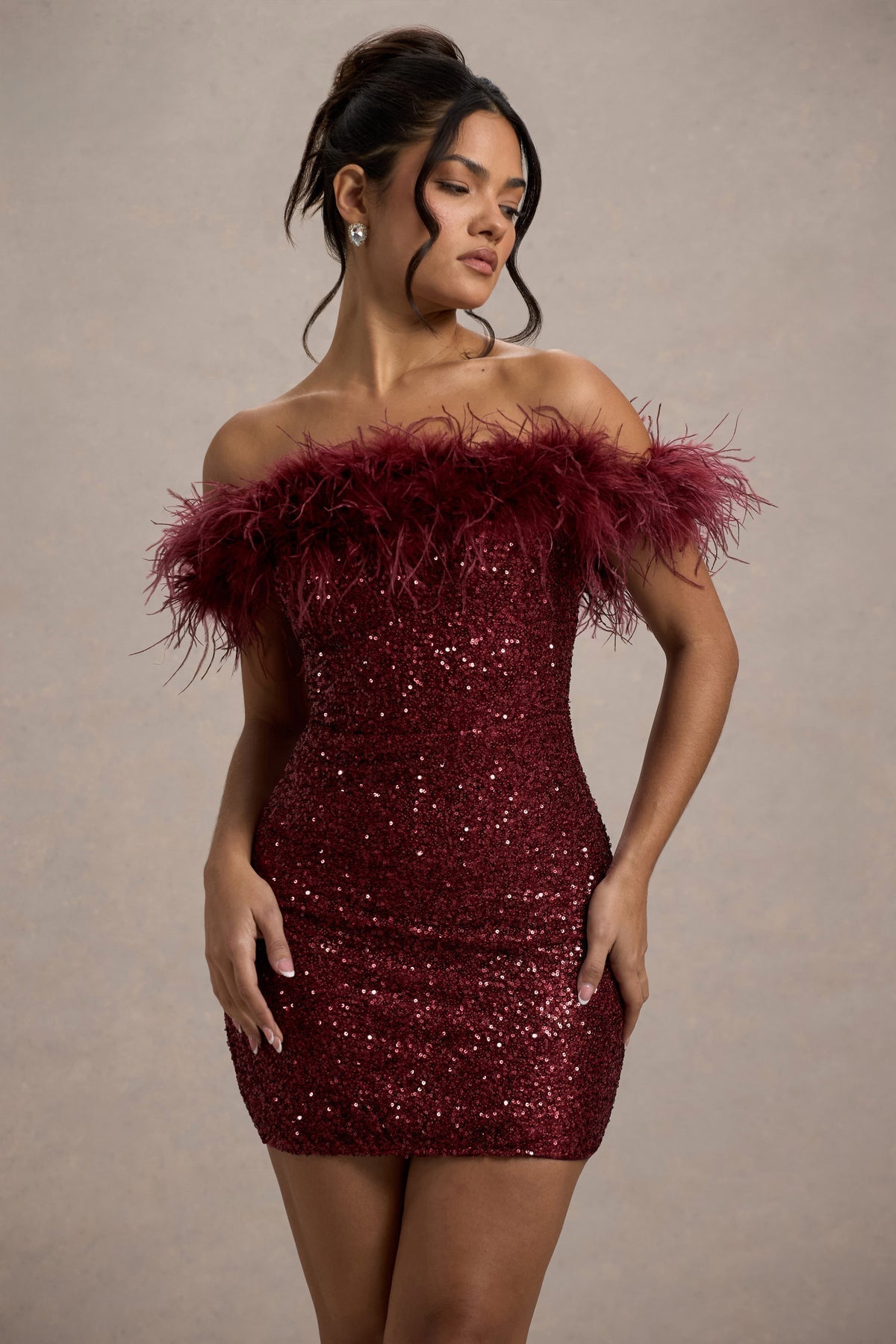 Azel | Vestido de lentejuelas con plumas