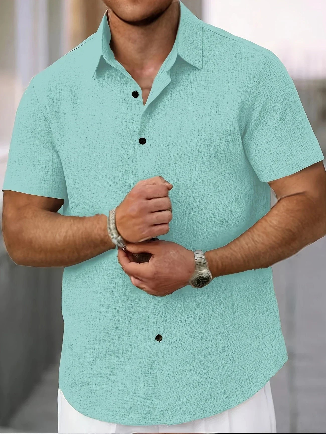 Azel | Camisa ligera de manga corta en mezcla de lino