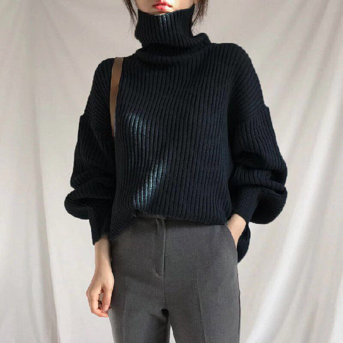 Azel | Pull luxe à col roulé et à manches ballon