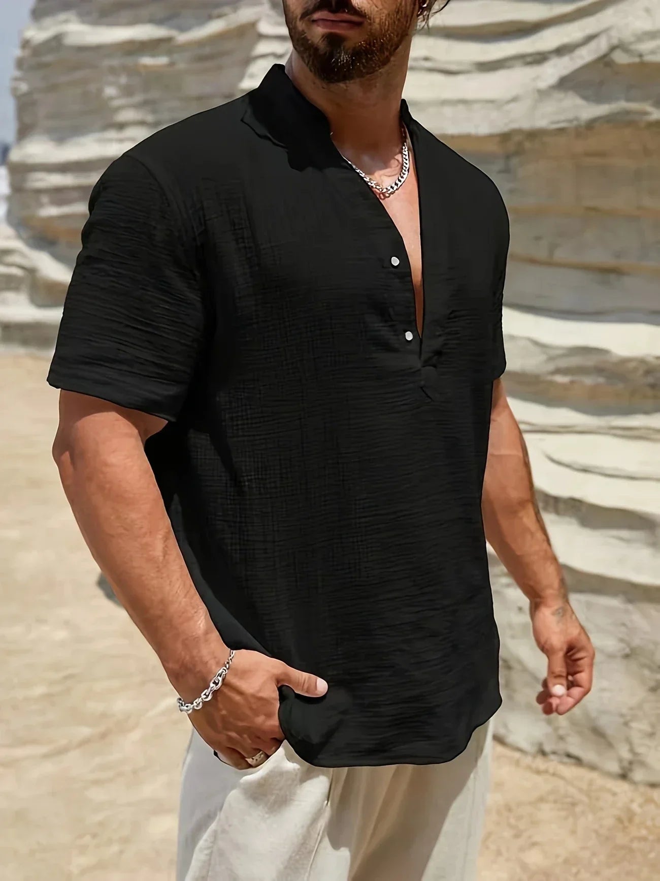 Azel | Camisa de verano elegante con cuello alto