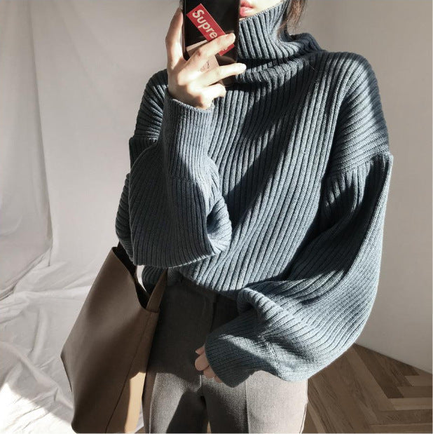 Azel | Pull luxe à col roulé et à manches ballon
