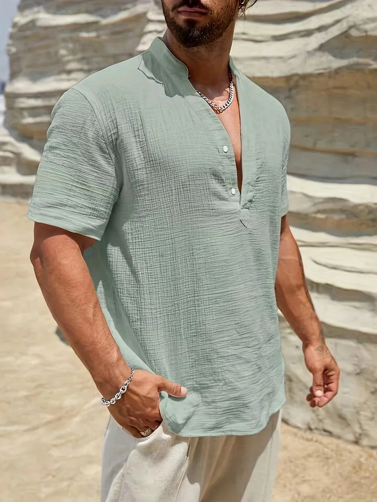 Azel | Camisa de verano elegante con cuello alto