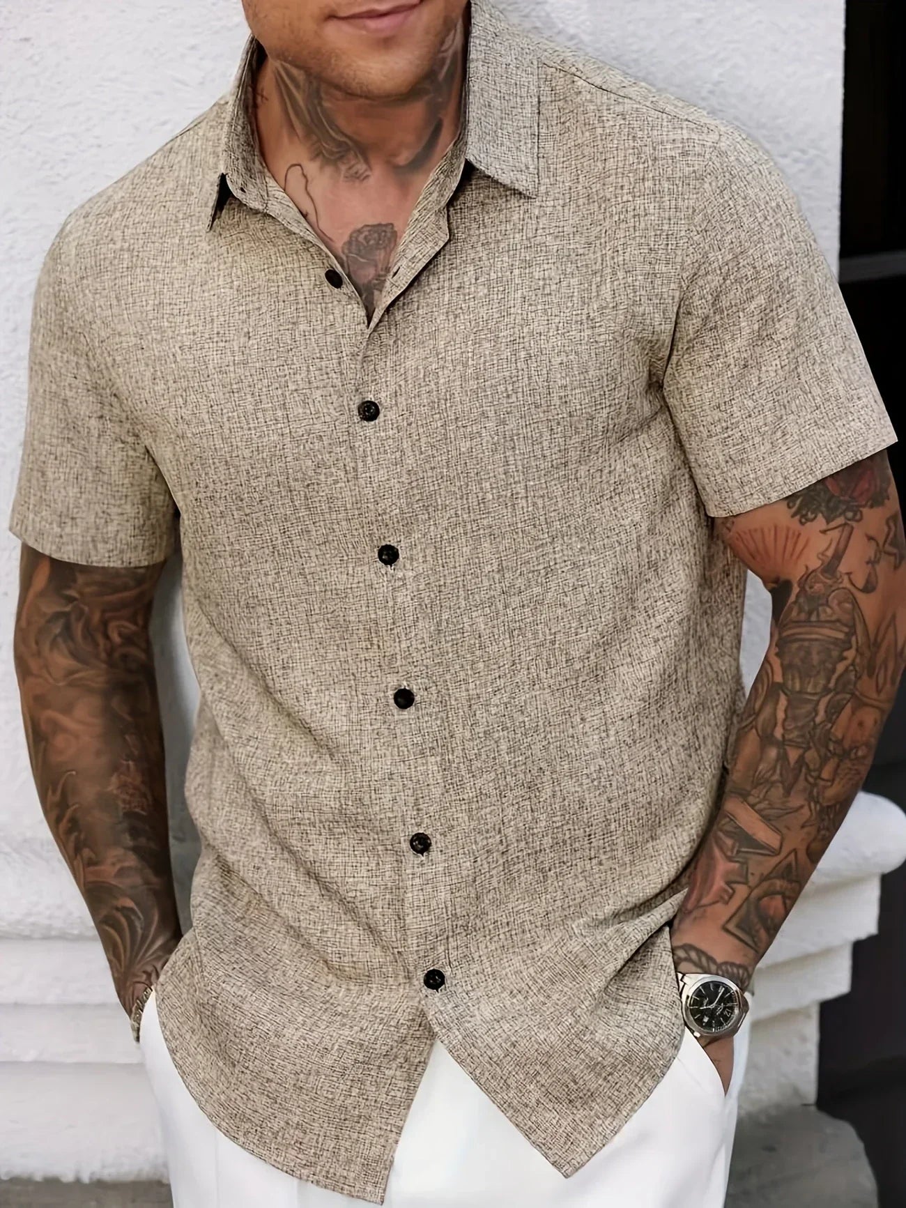 Azel | Camisa ligera de manga corta en mezcla de lino