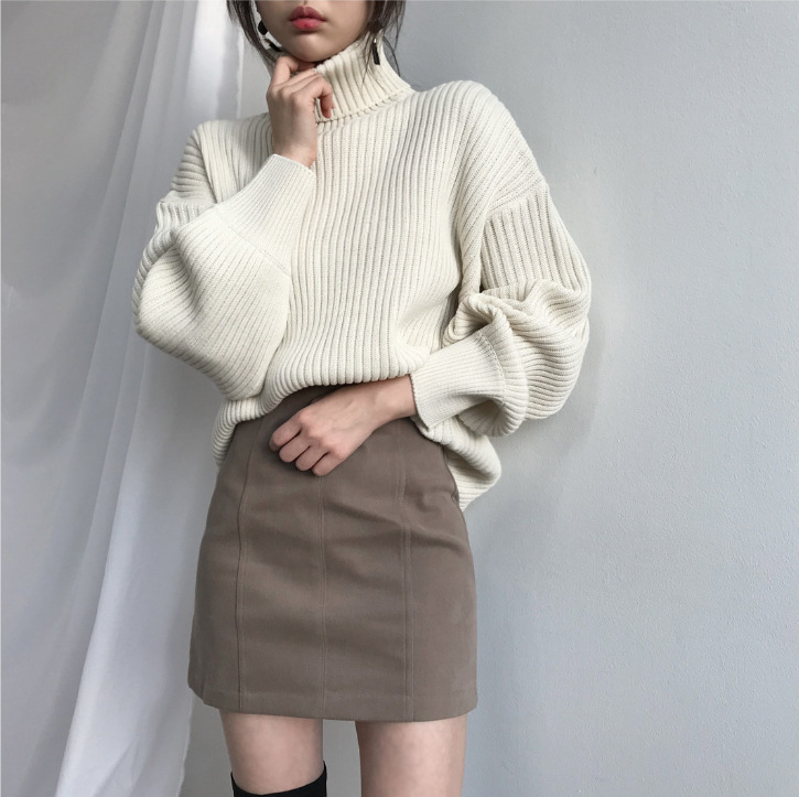 Azel | Pull luxe à col roulé et à manches ballon