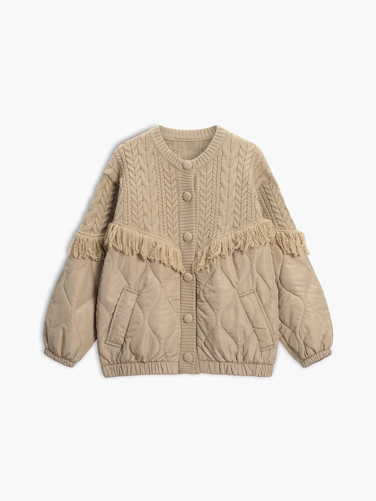 Azel | Chaqueta acolchada de punto trenzado patchwork