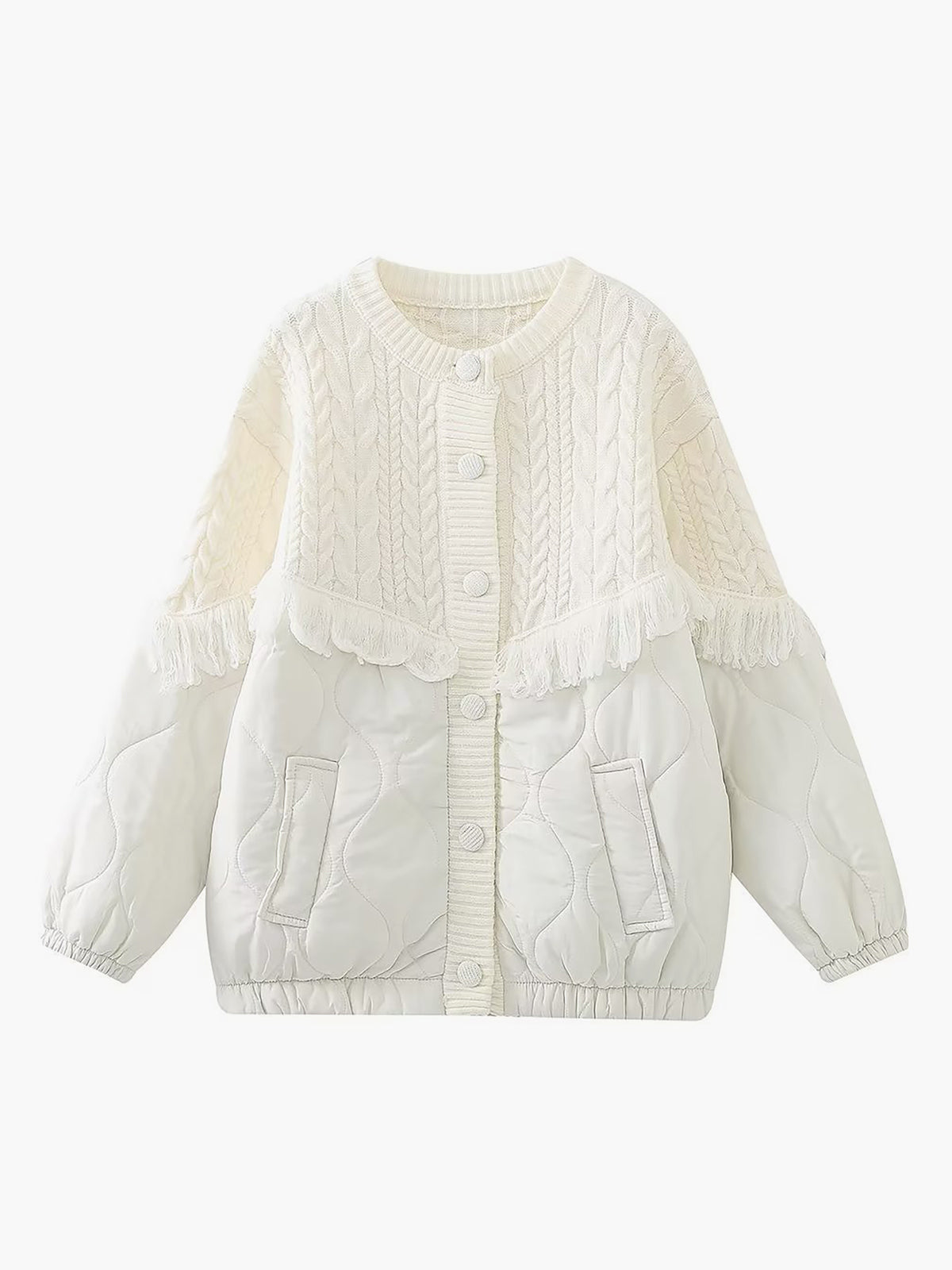 Azel | Chaqueta acolchada de punto trenzado patchwork