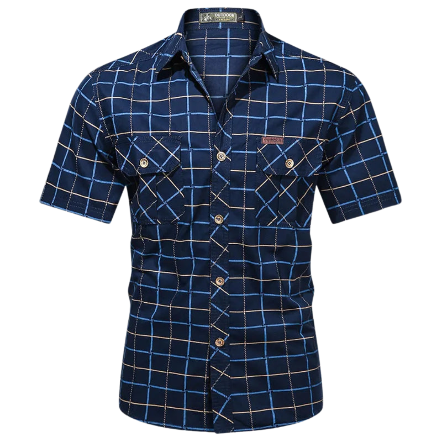 Azel | Camisa elegante de manga corta a cuadros