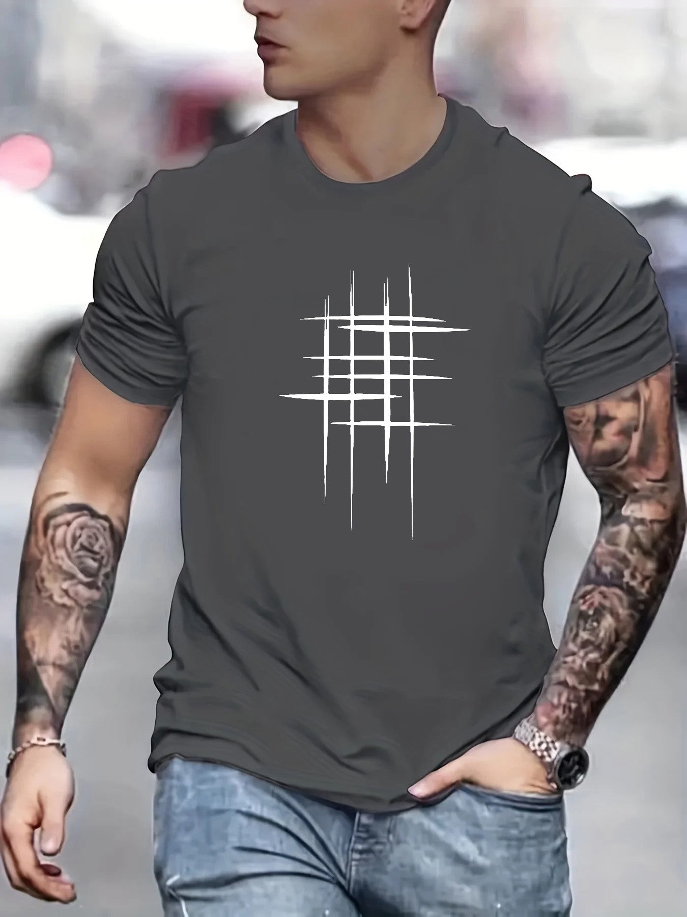 Azel | Camiseta elegante de cuello redondo con estampado gráfico