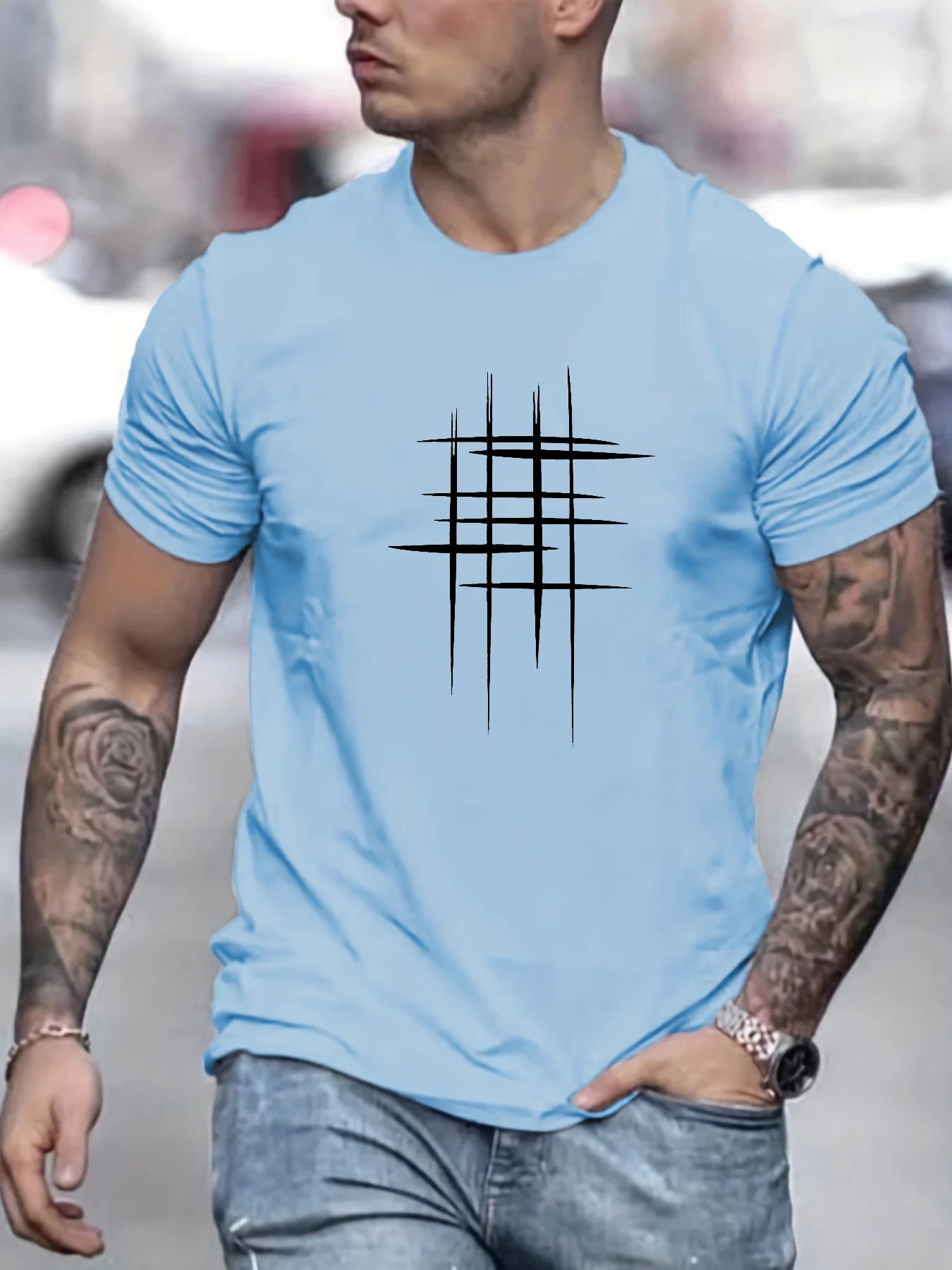 Azel | Camiseta elegante de cuello redondo con estampado gráfico