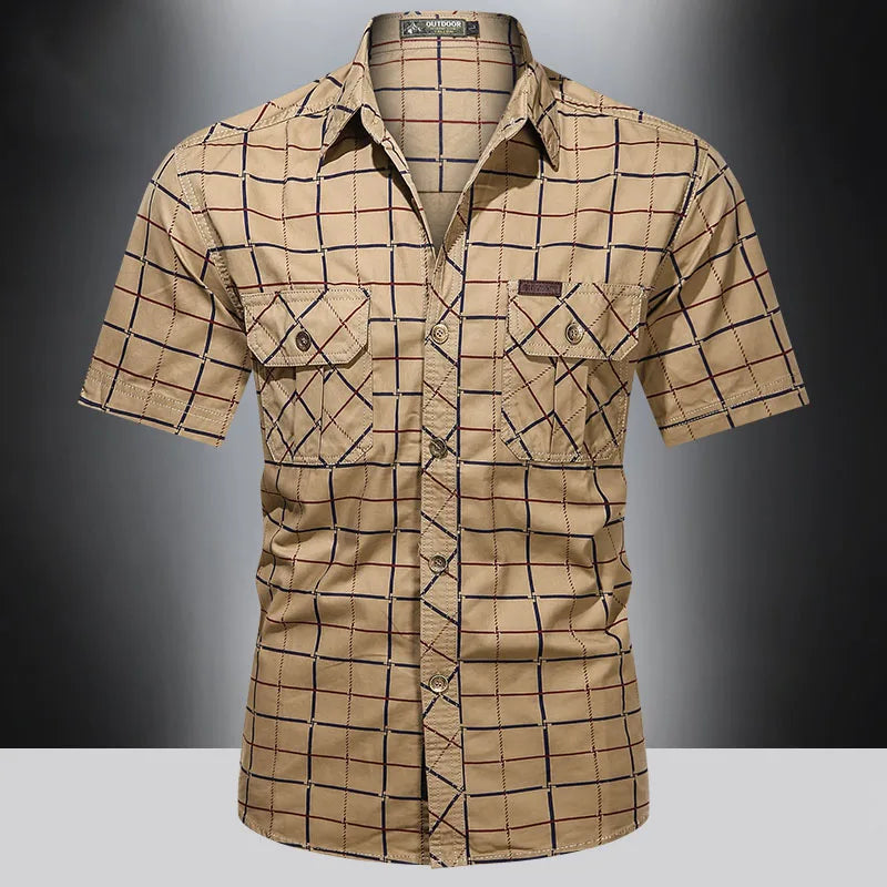 Azel | Camisa elegante de manga corta a cuadros