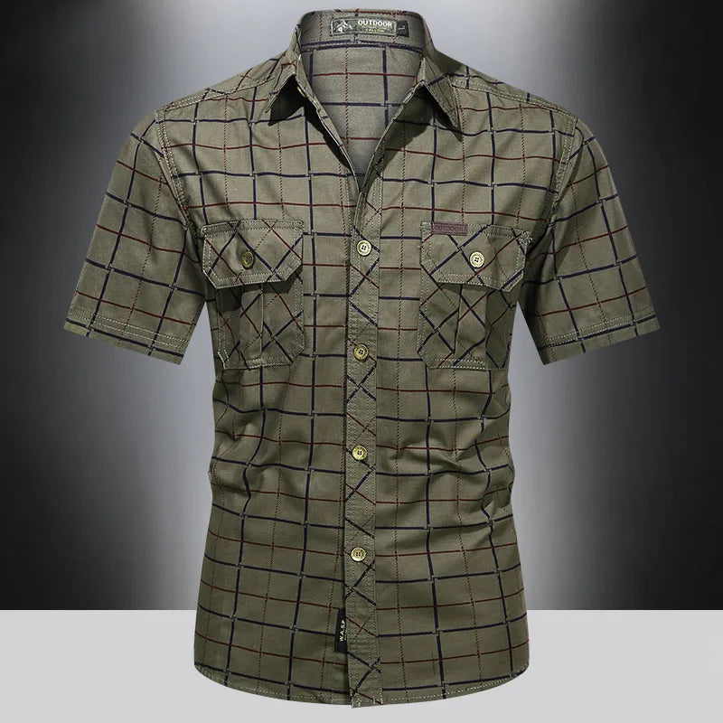 Azel | Camisa elegante de manga corta a cuadros