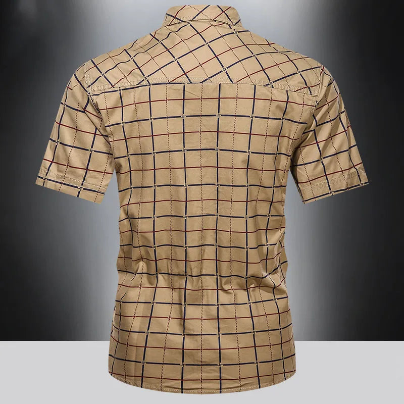 Azel | Camisa elegante de manga corta a cuadros