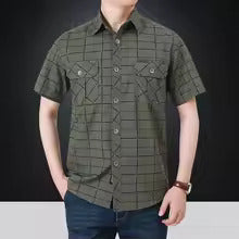 Azel | Camisa elegante de manga corta a cuadros
