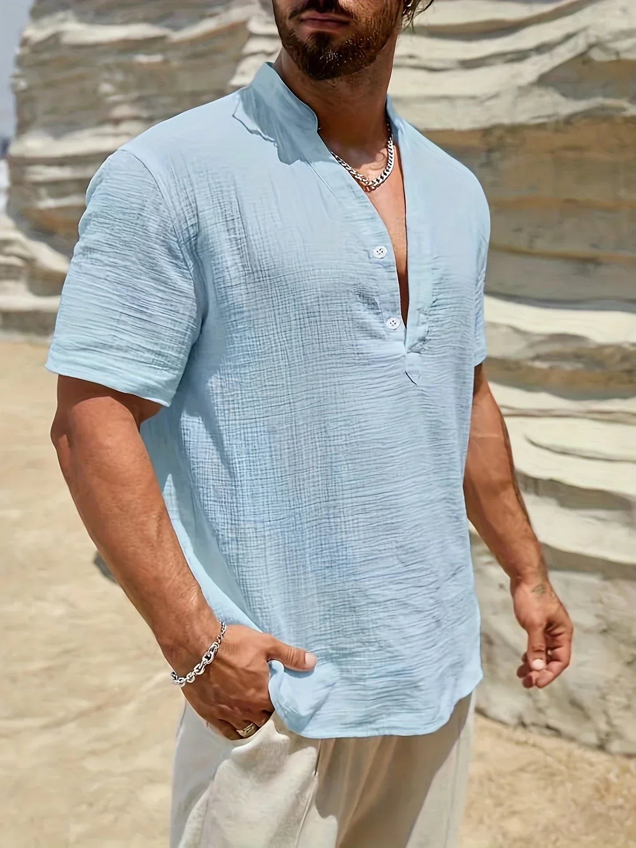 Azel | Camisa de verano elegante con cuello alto
