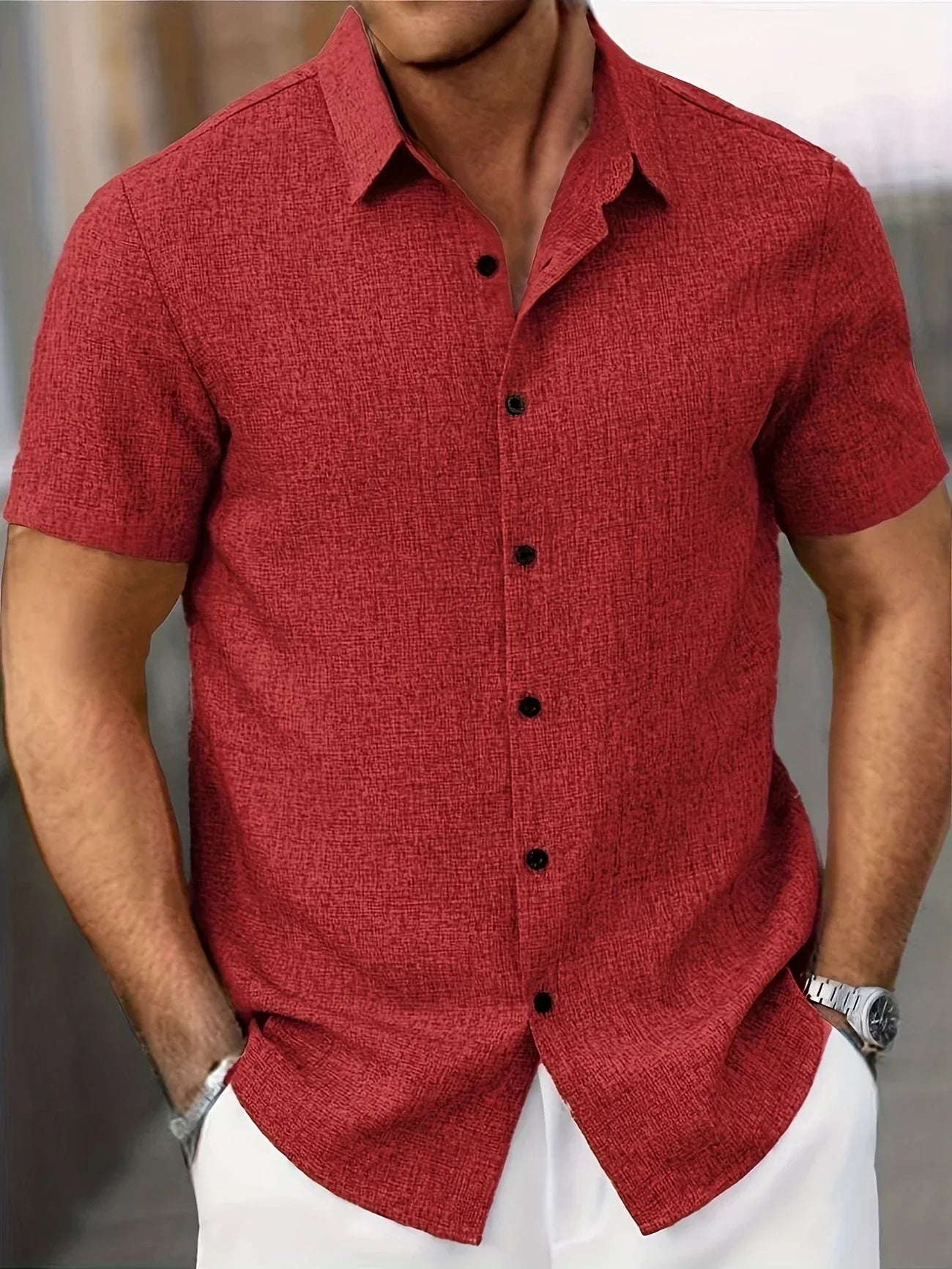 Azel | Camisa ligera de manga corta en mezcla de lino