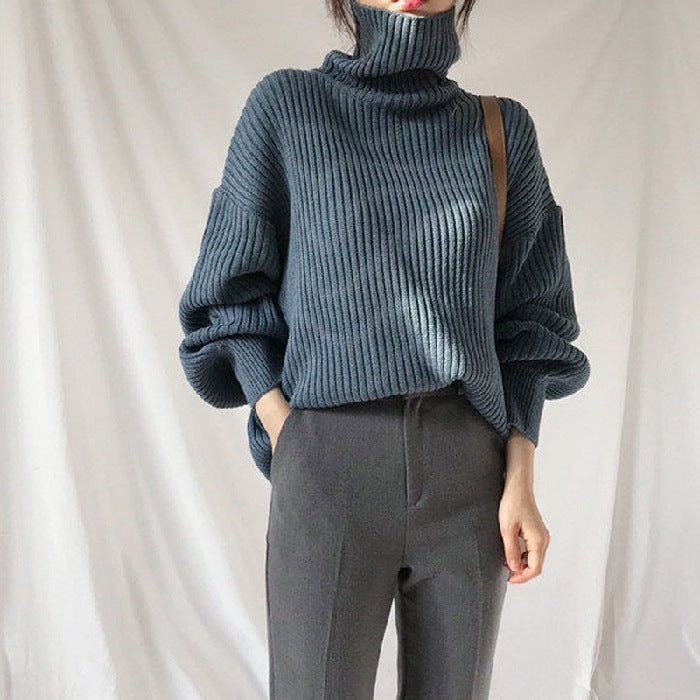 Azel | Pull luxe à col roulé et à manches ballon