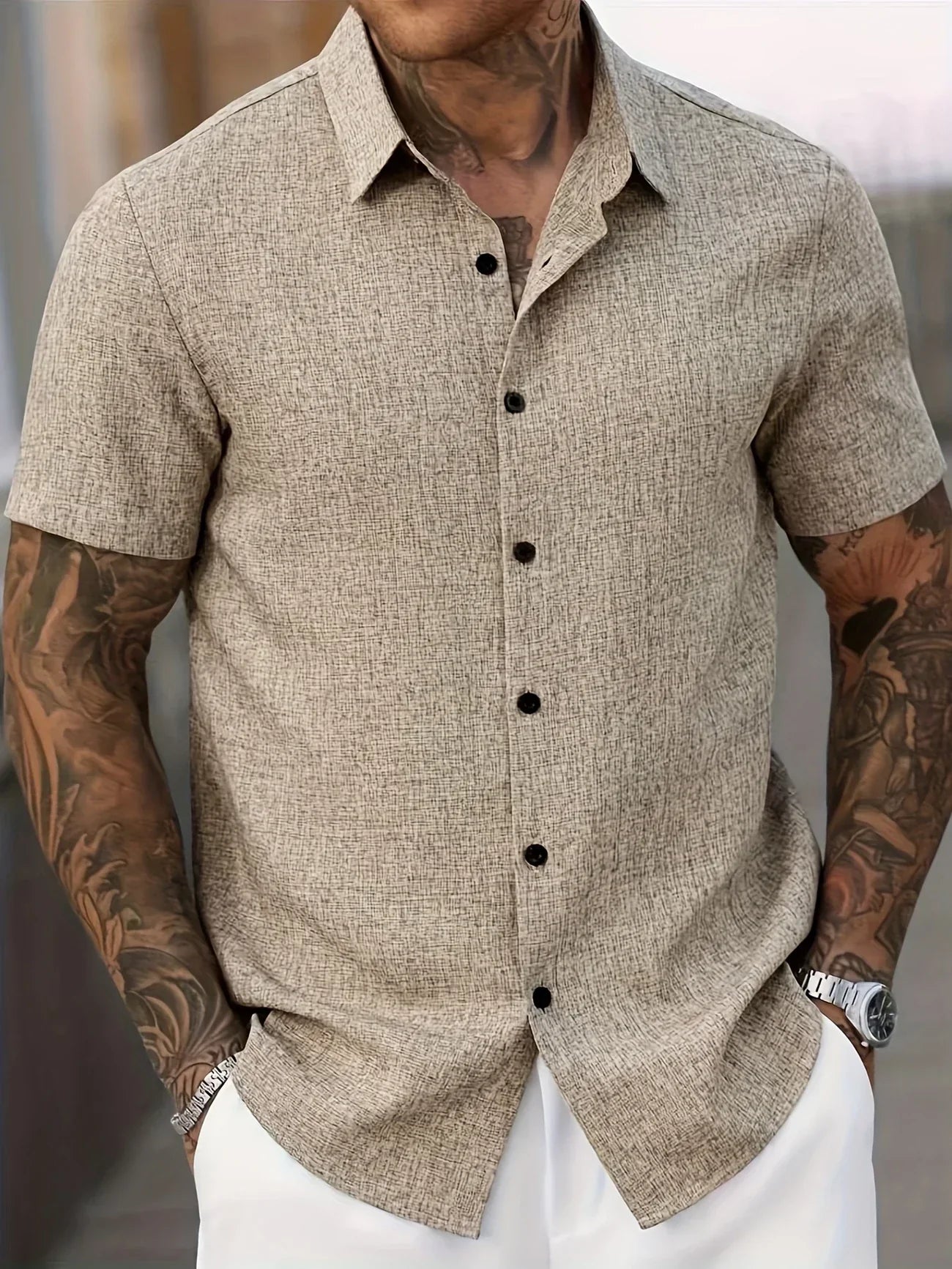 Azel | Camisa ligera de manga corta en mezcla de lino