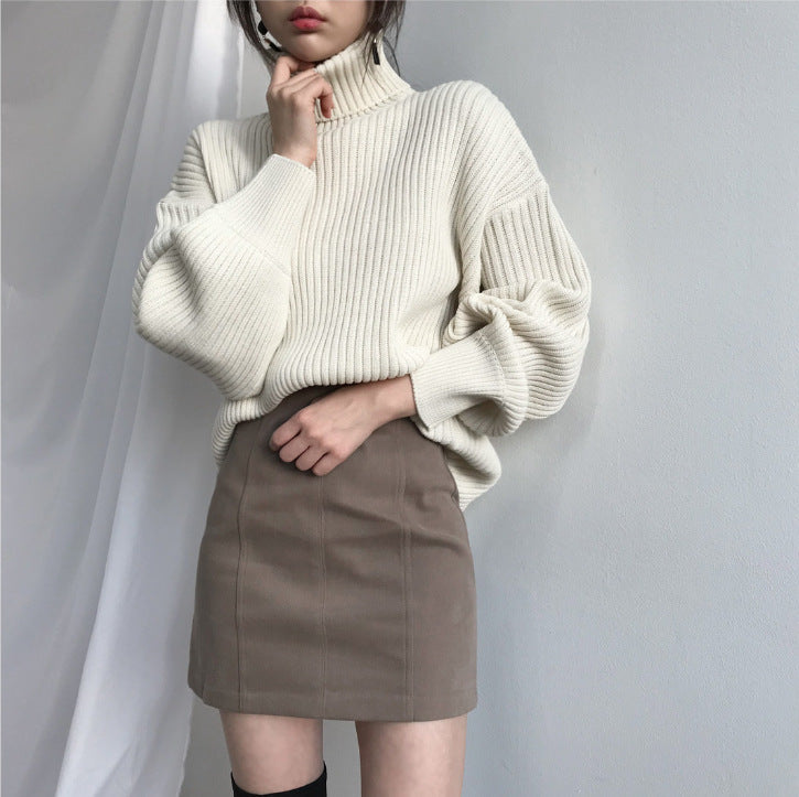 Azel | Pull luxe à col roulé et à manches ballon